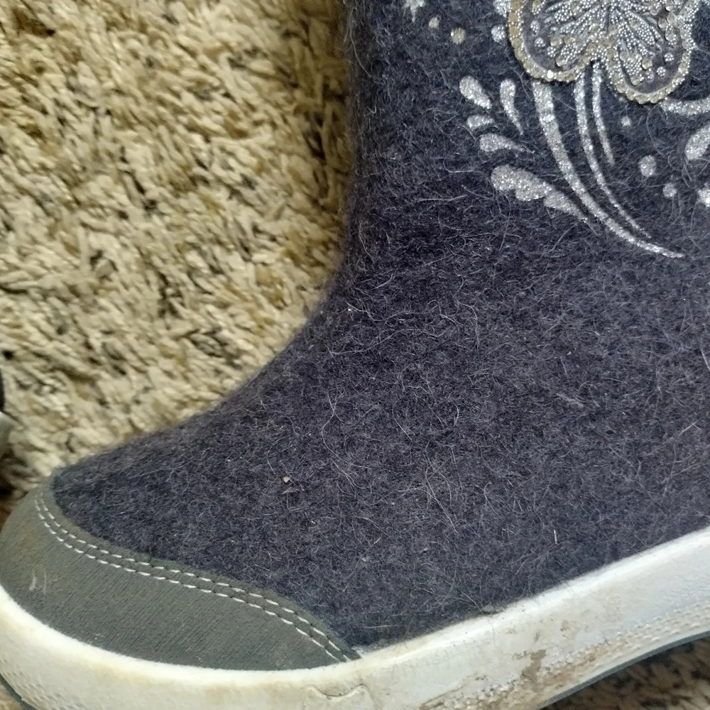 Kotofey wool Russian valenki winter full zip butterfly boots sz 35/3,5 big girl